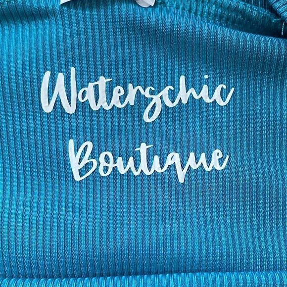 Waterschic Good Karma Ribbed Biker Shorts Teal Small - Picture 7 of 8